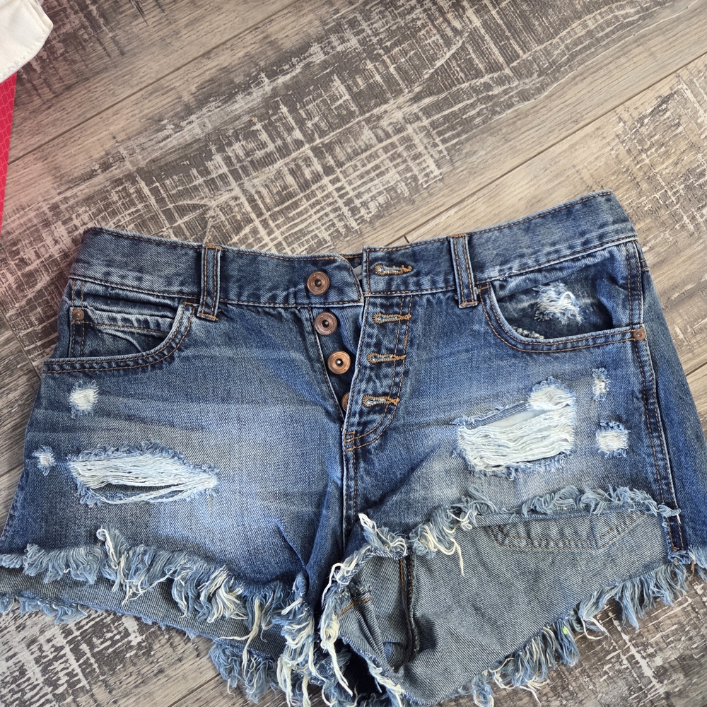 American Rag Blue Distressed Jean Shorts